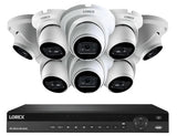 Lorex 4K (16 Camera Capable) 4TB Wired NVR System with 8 Nocturnal 3 Smart IP Dome Cameras with Listen-In Audio and 30FPS