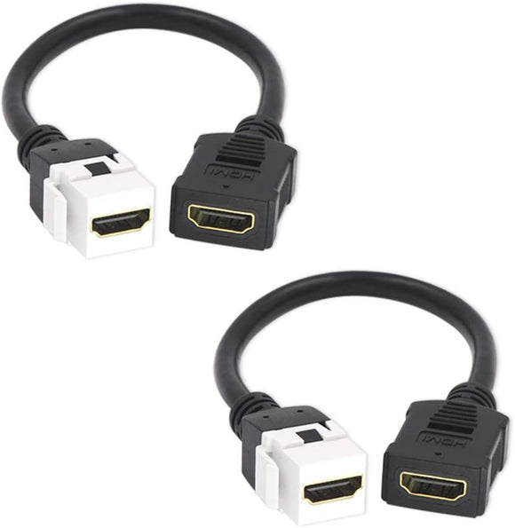 VCE 2-Pack HDMI Keystone Jack Adapter,HDMI Female to Female Pigtail Extension Cable Coupler Jack-6 Inch