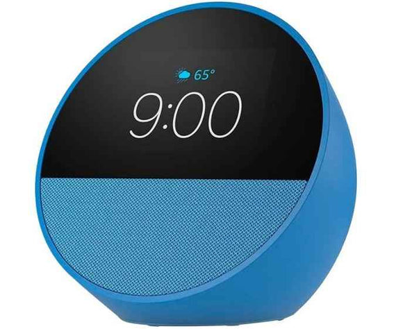 AMAZON ECHO SPOT (2024 RELEASE), SMART ALARM CLOCK WITH VIBRANT SOUND AND ALEXA - OCEAN BLUE, BLUE