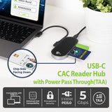 USB-C CAC Reader Hub with Power Pass Through(TAA)