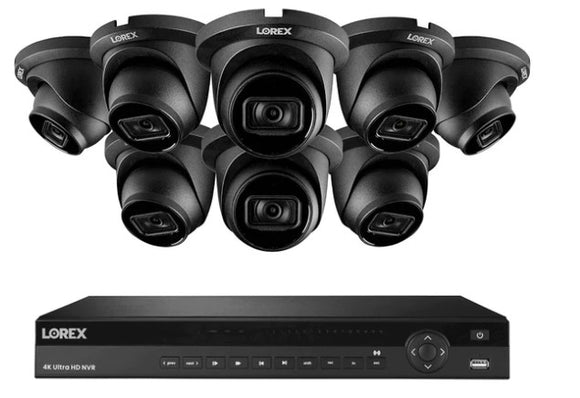 Lorex 4K (16 Camera Capable) 4TB Wired NVR System with 8 Nocturnal 3 Smart IP Dome Cameras with Listen-In Audio and 30FPS