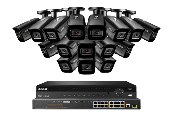 Lorex 4K (32 Camera Capable) 8TB Wired NVR System with Nocturnal 3 Smart IP Bullet Cameras Featuring Motorized Varifocal Lens and 30FPS Recording