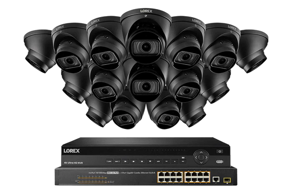 Lorex 4K (32 Camera Capable) 8TB Wired NVR System with Nocturnal 3 Smart IP Dome Cameras Featuring Motorized Varifocal Lens and 30FPS Recording