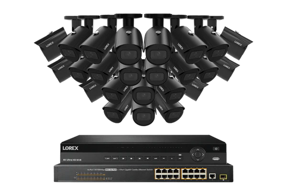 Lorex Elite Series 4K 32 Camera Capable 8TB Wired NVR System with 4MP (2K) A4 IP Bullet Cameras