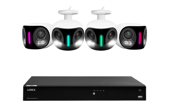 Lorex Fusion Series 4K 16 Camera Capable (Wired or Fusion Wi-Fi) 4TB Wired NVR System with H20 IP Dual Lens Cameras