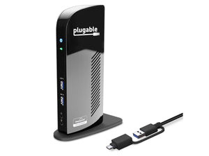 Plugable Hybrid USB-C & USB 3.0 Dual Monitor Laptop Docking Station, Windows and Mac Compatible (Dual HDMI, 6x USB Ports, Gigabit Ethernet, Audio)