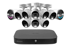 Lorex Fusion 4K 20-Channel (16 Wired and 4 Wi-Fi) 2TB DVR System with 8 Analog Active Deterrence Cameras and Two 4K Smart Security Lighting Indoor/Outdoor Wi-Fi Cameras