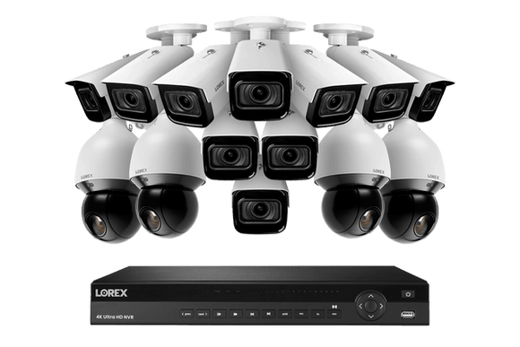 Lorex 4K 16-Channel 4TB Wired NVR System with 10 Nocturnal 3 Motorized Varifocal Smart Cameras and 4 PTZ Cameras