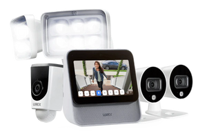 Lorex Smart Home Security Center with Two 1080p Outdoor Wi-Fi Cameras and Wi-Fi Floodlight Camera