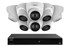 Lorex Fusion 4K 16-Channel 3TB Wired NVR System with IP Dome Cameras featuring Listen-In Audio