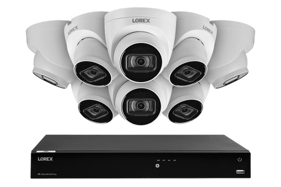 Lorex Fusion 4K 16-Channel 3TB Wired NVR System with IP Dome Cameras featuring Listen-In Audio