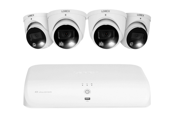 Lorex 4K 8-Channel 2TB Wired NVR System with Smart Deterrence and Smart Motion Detection Dome Cameras