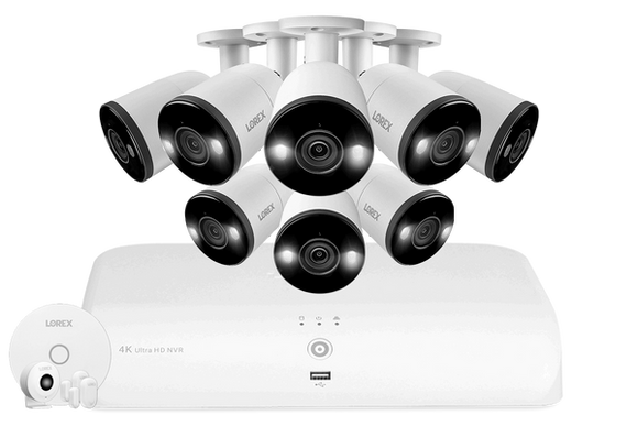 Lorex 4K Smart Deterrence Wired NVR Security System with Fusion Capabilities, Smart Motion Detection Plus and Smart Sensor Kit