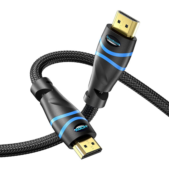 BlueRigger 4K HDMI Cable (6.6 Feet, Black, 4K 60Hz, High Speed, Nylon Braided)
