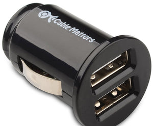 Cable Matters 10W 2A Mini Dual-USB Car Charger in Black