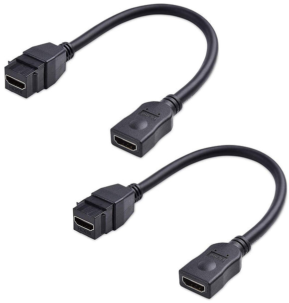 Cable Matters 2-Pack HDMI Keystone Jack Pigtail Cable in Black - 8 Inches