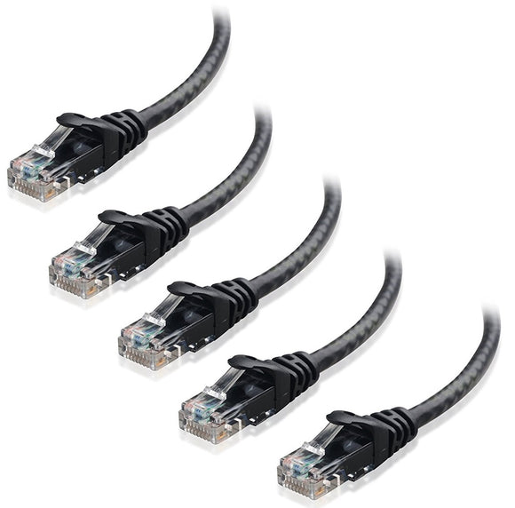 Cable Matters 5-Pack, Cat6 Snagless Ethernet Patch Cable in Black 10 Feet