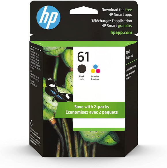 HP 61 Black and Tricolor Ink Cartridges (CR259FN), Combo 2/Pack