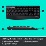 Logitech MK345 Wireless Combo – Full-sized Keyboard with Palm Rest and Comfortable Right-Handed Mouse