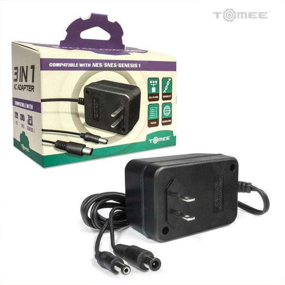 Tomee Genesis/ SNES/ NES 3-in-1 Universal AC Adapter