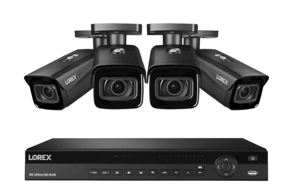 Lorex 4K 16-Channel 4TB Wired NVR System with Nocturnal 4 Smart IP Bullet Cameras Featuring Motorized Varifocal Lens, Vandal Resistant and 30FPS Recording