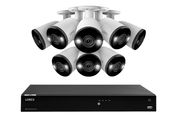 Lorex Fusion 4K 16-Channel 3TB Wired NVR System with Bullet Cameras Featuring Smart Deterrence and 2-Way Audio
